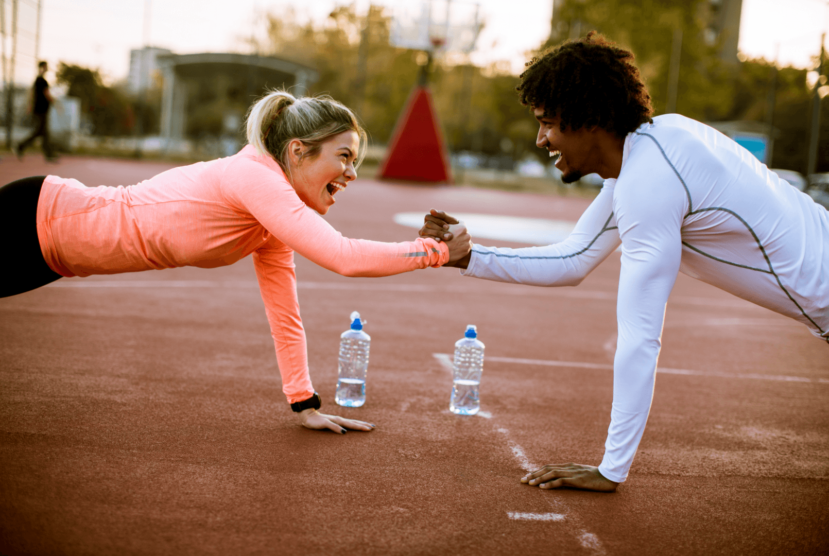 A man and a woman working out together