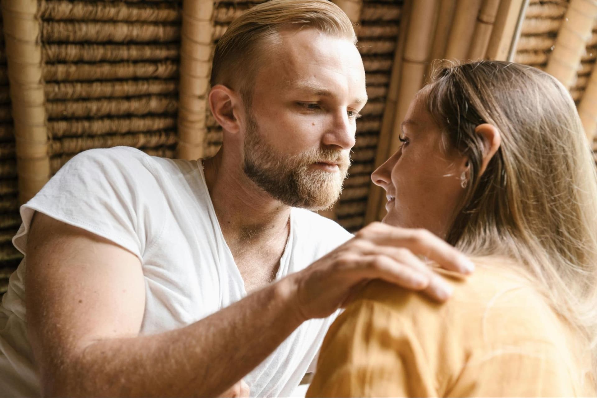 A man and a woman embracing each other